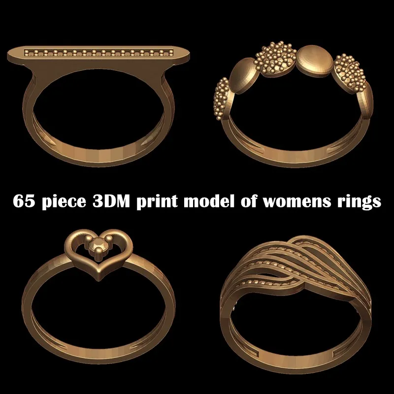 65 piece 3DM print model of womens rings