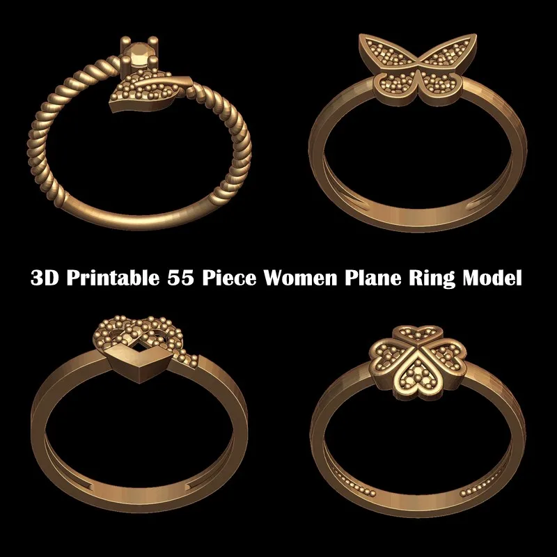 3D Printable 55 Piece Women Plane Ring Model