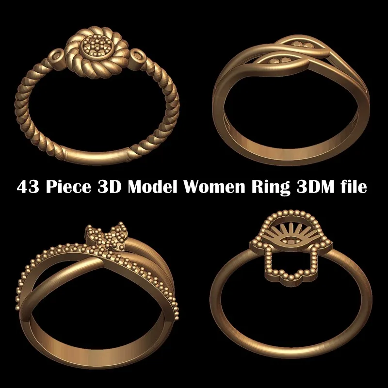 43 Piece 3D Model Women Ring 3DM file