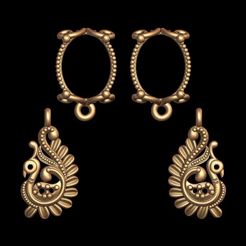 Peacock Earring 3D Model Printable STL File
