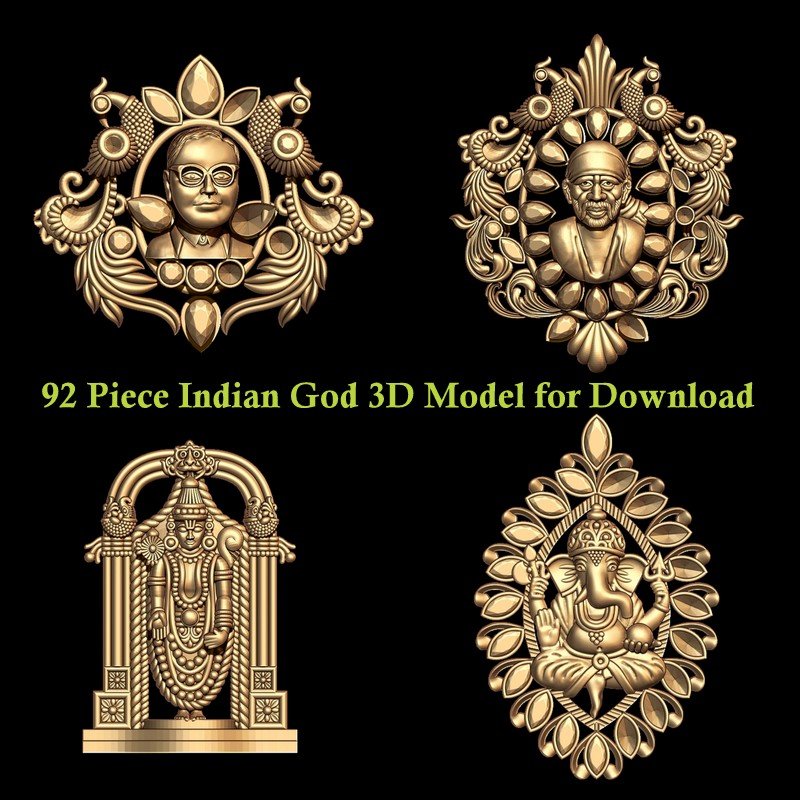 92 Piece Indian God 3D Model for Download
