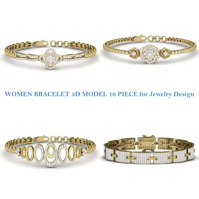 WOMEN BRACELET 3D MODEL 16 PIECE for Jewelry Design